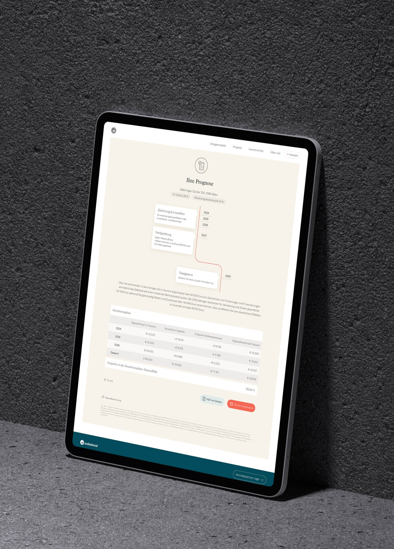 wohninvest Prognoserechner am iPad | Webdesign by Andreas Stricker